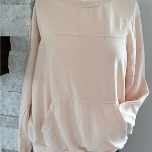 Young, Fabulous & Broke Blush Dolman Sweatshirt with Kangaroo Pocket – M